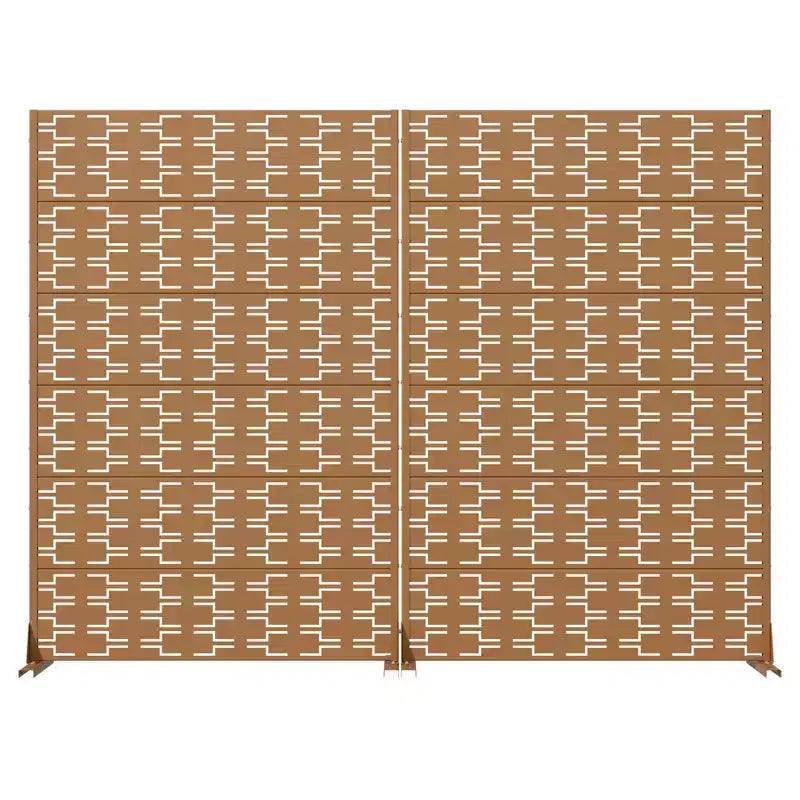 MAYEERTY Cloison de séparation 01 marron en acier galvanisé, 72x47x16, paravent double face antirouille en 6 pièces