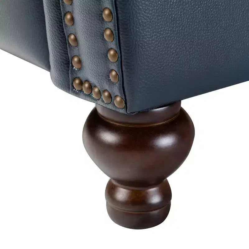 Ensemble de 2 fauteuils inclinables modernes en cuir véritable Elisabete avec garniture cloutée vintage pour salon et chambre à coucher | ART OF LIVING DESIGNS