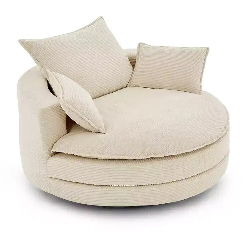 Fauteuil d'appoint pivotant à 360°, Fauteuil pivotant rond en forme de baril avec coussin pour salon
