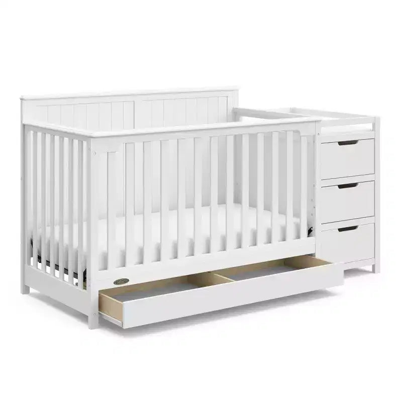 Lit de bébé et table à langer transformable 5-en-1 avec tiroir