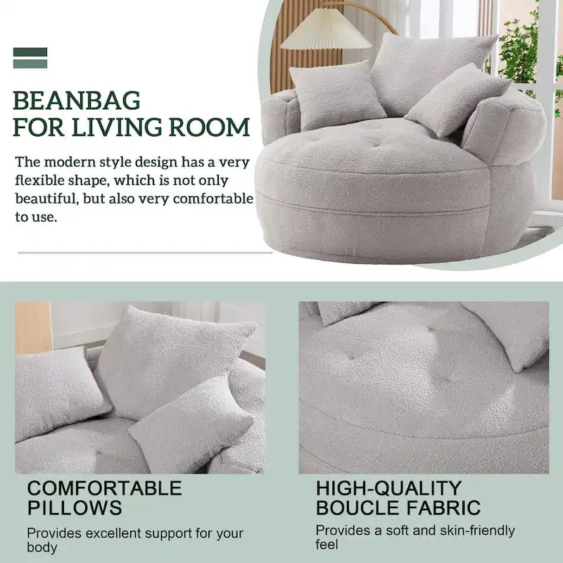 Fauteuil paresseux rond – Blanc/Bleu/Gris/Jaune/Orange/Rouge rosé/Bleu marine/Vert, Siège simple et double
