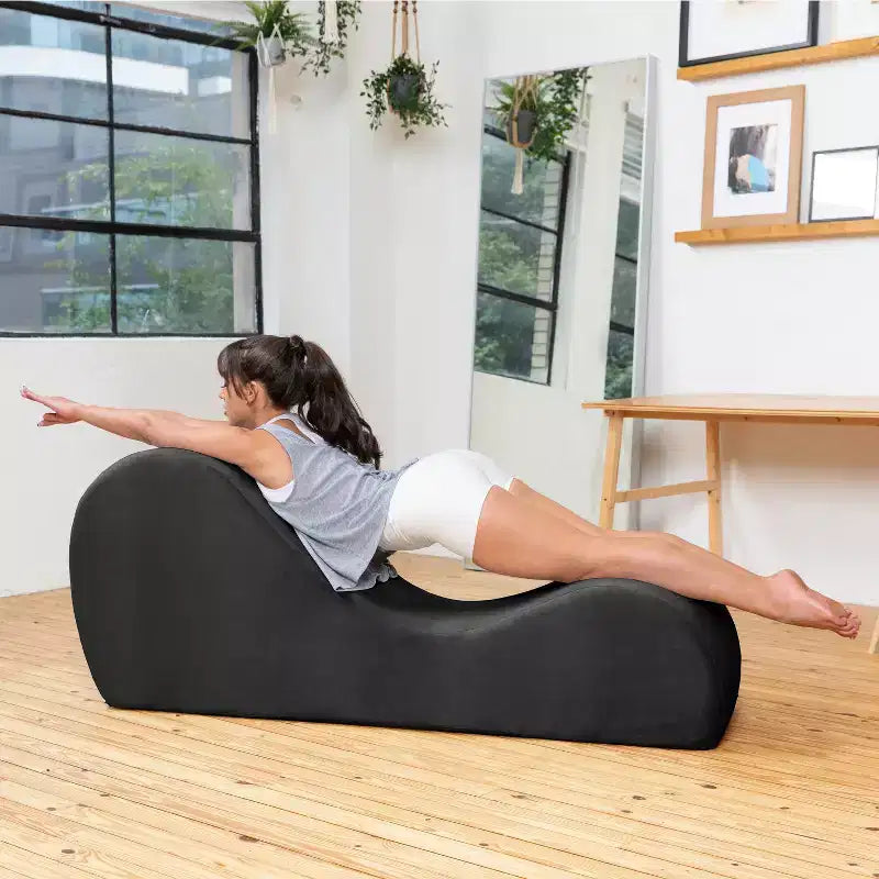 Avana Sleek Chaise Longue pour le yoga – Fabriquée aux États-Unis – Idéale pour les étirements, la relaxation, l'exercice et plus encore, 60D x 18W x 26H pouces, Gris clair