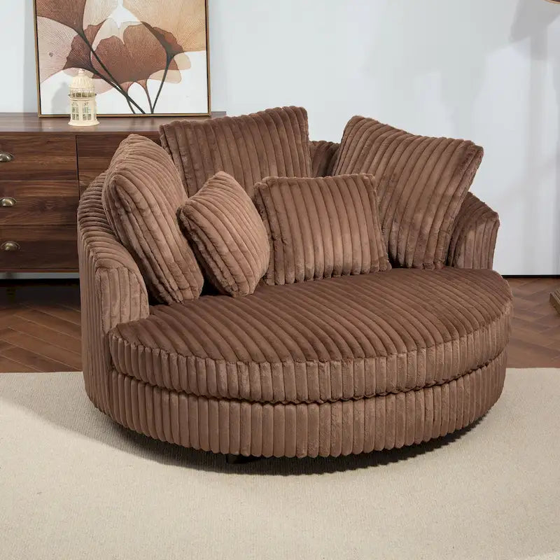 Fauteuil Moderne Rond Avec 5 Coussins Et Pouf Optionnel