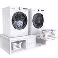 Pieds de machine à laver et sèche-linge GDLF, support universel pour machine à laver et sèche-linge avec étagère coulissante, blanc