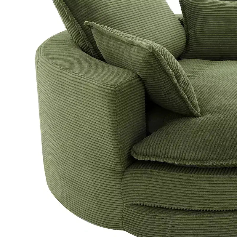 Fauteuil d'appoint pivotant à 360°, Fauteuil pivotant rond en forme de baril avec coussin pour salon