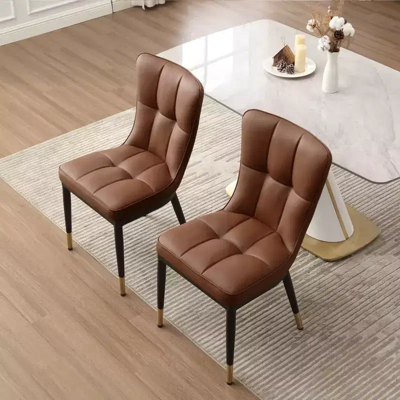 Bekrvio Lot de 6 chaises de salle à manger, modernes, rembourrées, en similicuir, avec haut dossier, pieds en métal, chaises de cuisine sans accoudoirs pour salon et salle à manger
