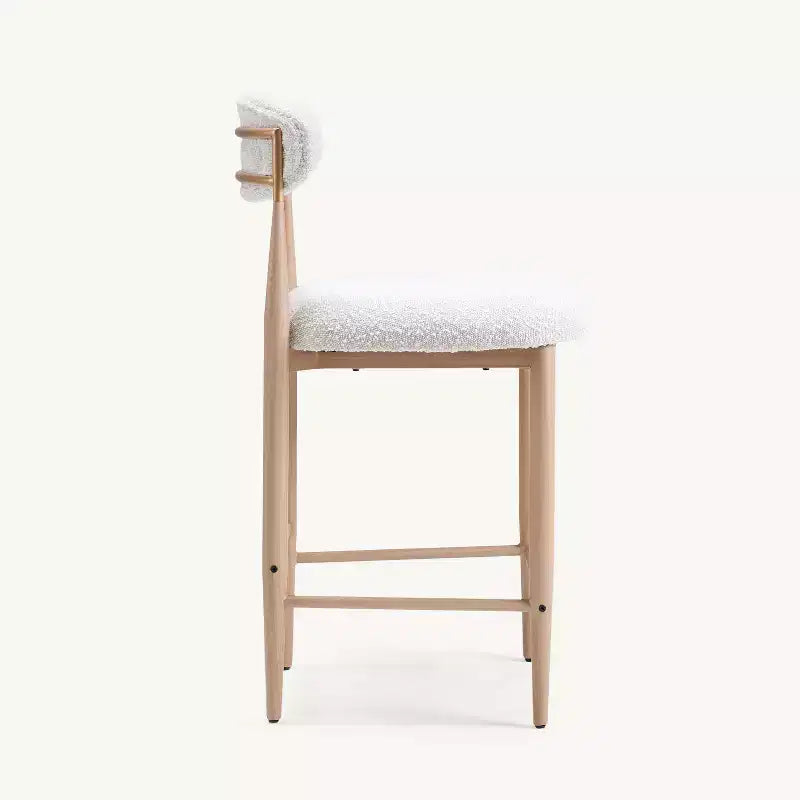 Lot de 4 tabourets de bar sans accoudoirs Boucle, avec pieds en métal imitation grain de bois pour cuisine, salon, restaurant, café - Morden Fort