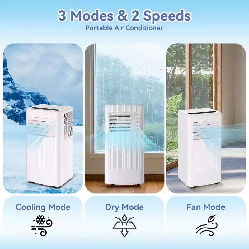 Climatiseur Portable, Flarhetoric 10000 BTU Climatisation/Ventilation/Déshumidification 3 EN 1, Unité AC Portable pour Pièce de 52 m², Unités pour Pièces à Faible Bruit