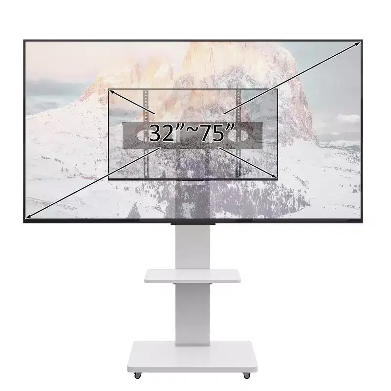 Meuble TV pour téléviseurs de 32 à 75 pouces, Chariot TV mobile à hauteur réglable avec tiroir et roulettes pour salon, chambre, bureaux -ModernLuxe