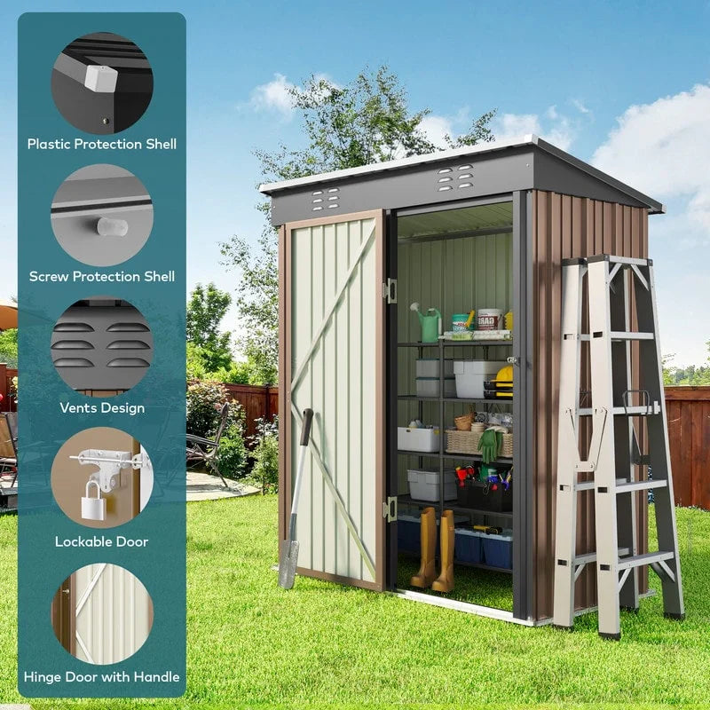 Abri de jardin en métal pour outils avec porte verrouillable pour mobilier de jardin et outils