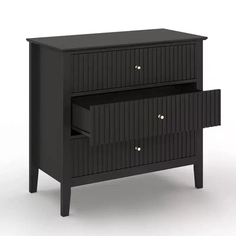 Heynemo Commode 3 Tiroirs, Table de Chevet en Bois Peint de 76 cm de Haut avec Rangement, Grande Commode Moderne avec Coulisses à Roulement à Billes