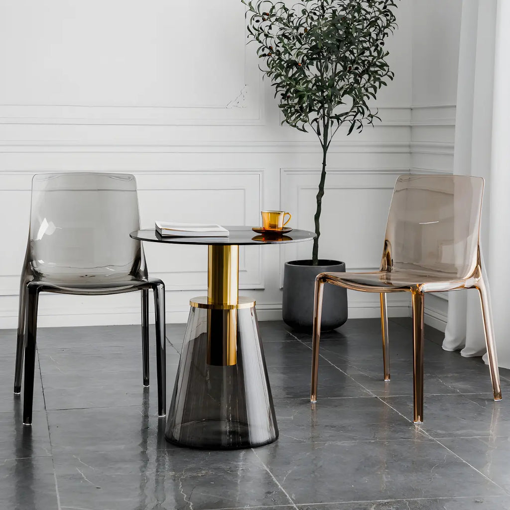 Chaise de salle à manger sans accoudoirs à dossier bas en acrylique ambre