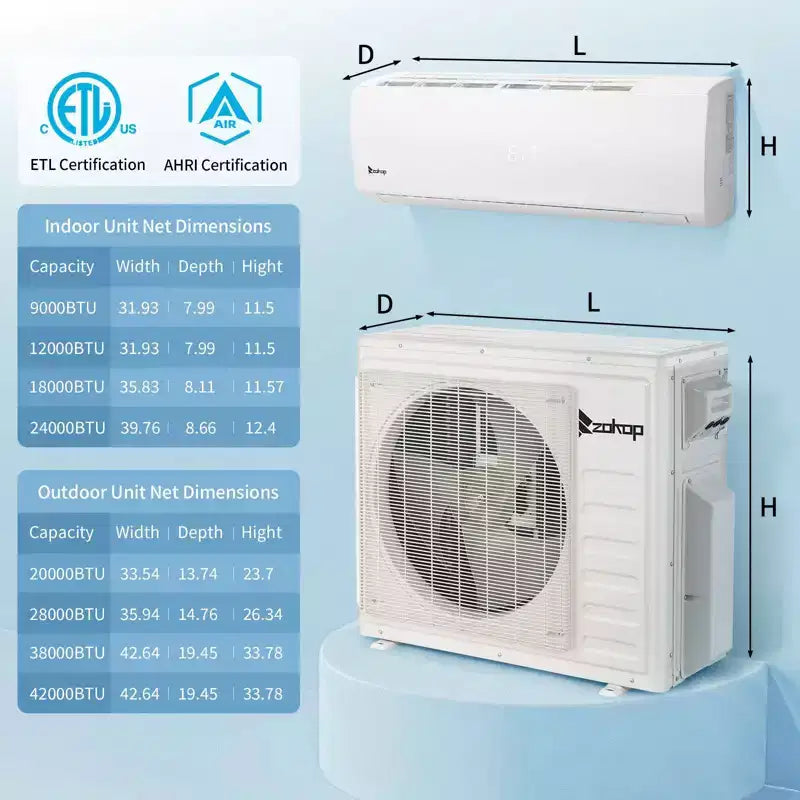 Climatiseur mini-split Karl Home 3 zones 28000 BTU 20 SEER2 avec pompe à chaleur (9K+9K+18K)