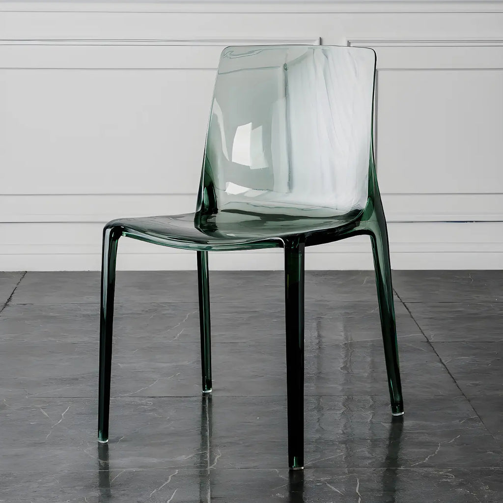 Chaise de salle à manger sans accoudoirs à dossier bas en acrylique ambre