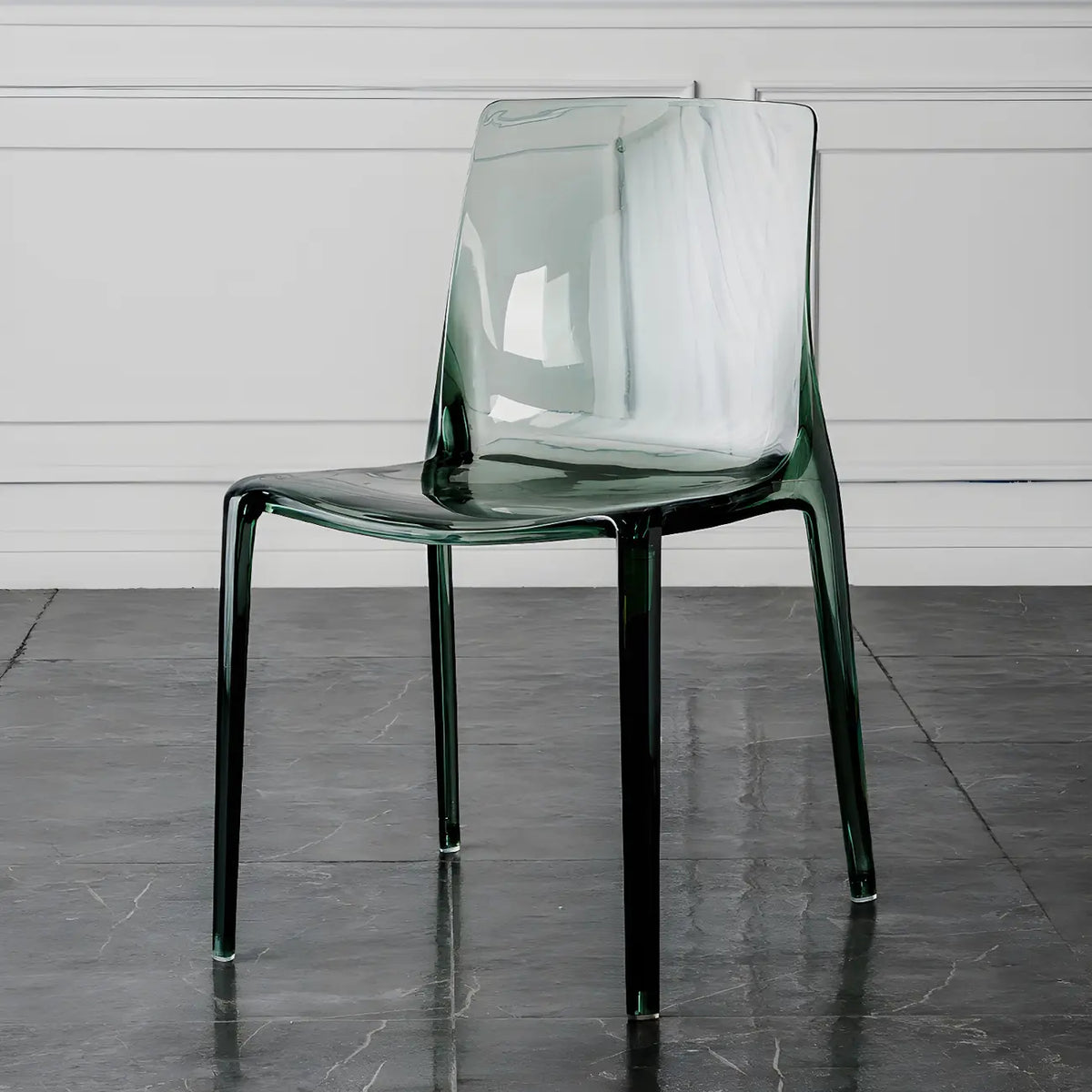 Chaise de salle à manger sans accoudoirs à dossier bas en acrylique ambre