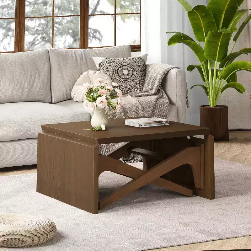 Table basse 2 en 1, table à manger extensible, table à hauteur réglable pour la maison et le bureau, peu encombrante - ModernLuxe
