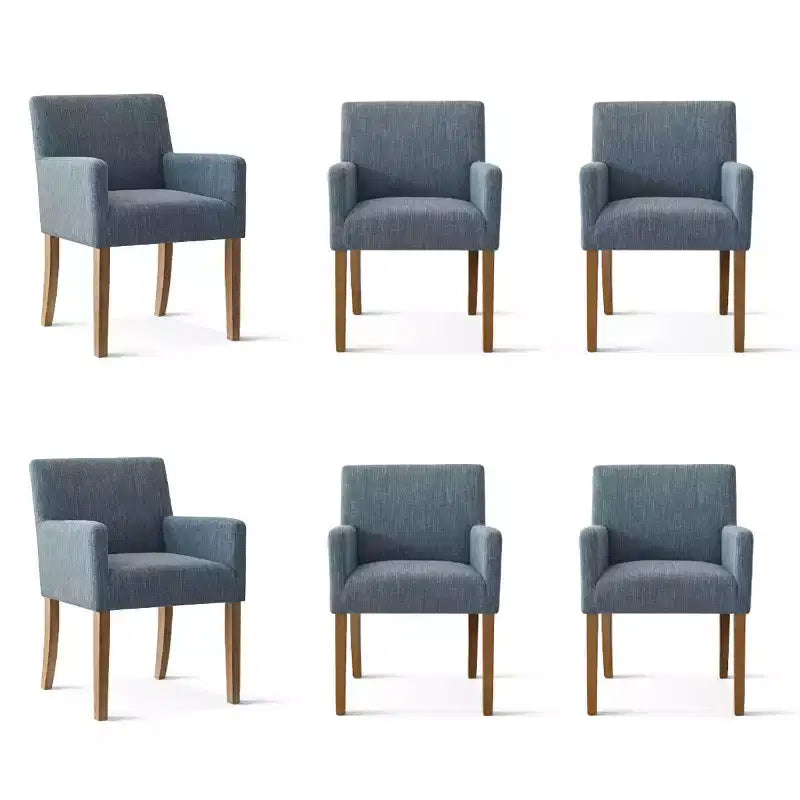 Lot de 6 chaises de salle à manger capitonnées avec accoudoirs, fauteuils modernes en lin avec pieds en bois, chaises d'appoint pour salle à manger, salon – Panipeachy