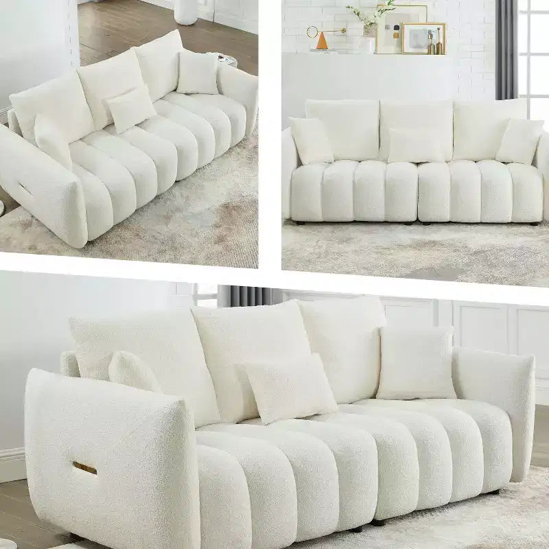 GDFStudio Alanna Canapé 3 places moderne en tissu peluche 79,5 po avec oreillers