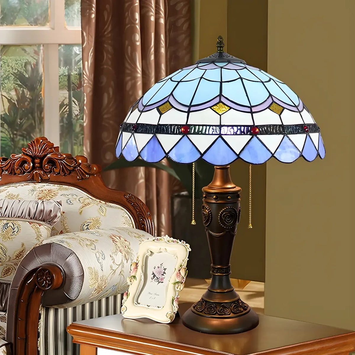 HomeyFad Lampe de table à 2 lumières dôme en verre inoxydable vintage