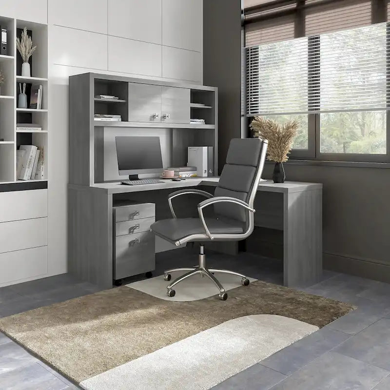 Bureau d'angle Echo avec huche et tiroirs
