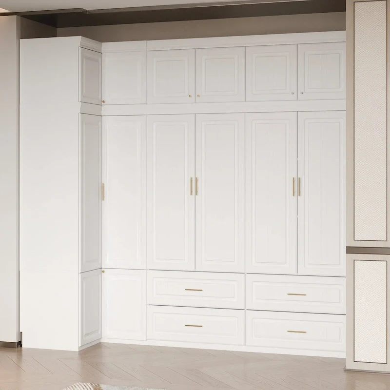 93.9H/74.2H Armoires Penderie Placard Rangement avec Tiroirs