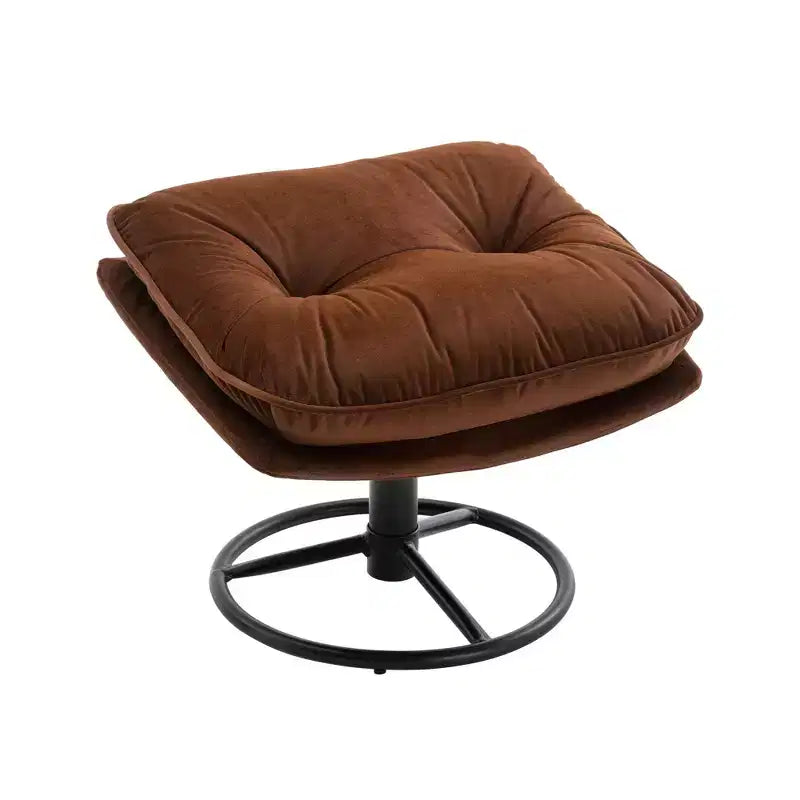 Fauteuil d'appoint en velours Okak avec pouf, fauteuil de salon moderne de style scandinave sans accoudoirs, fauteuil d'appoint doux et confortable pour regarder la télévision, jouer à des jeux