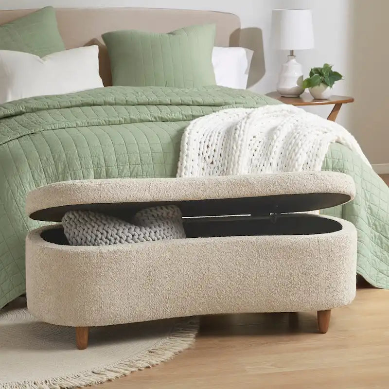 Banc de rangement rabattable INK+IVY Bailey Taupe Boucle