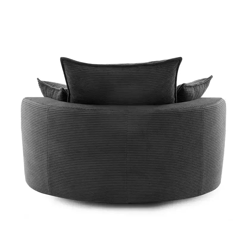 Fauteuil d'appoint pivotant à 360°, Fauteuil pivotant rond en forme de baril avec coussin pour salon