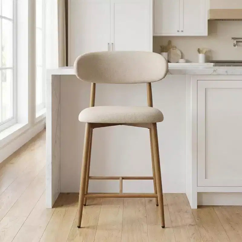 Tabouret de bar hauteur comptoir avec assise rembourrée et pieds en métal, chaise d'îlot de cuisine moderne de 26,3 pouces