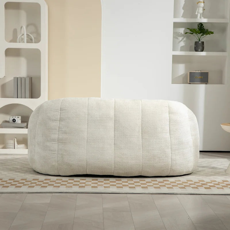 Fauteuil de salon en chenille blanc 63,78 cm avec rembourrage en mousse haute densité