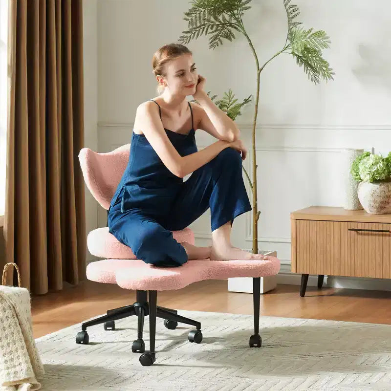 Chaise de bureau ergonomique Pinmoco Criss Cross, Chaise de méditation réglable en hauteur, Pivotante à 360°, Support lombaire, Chaise de travail et de bureau, Chaise TDAH