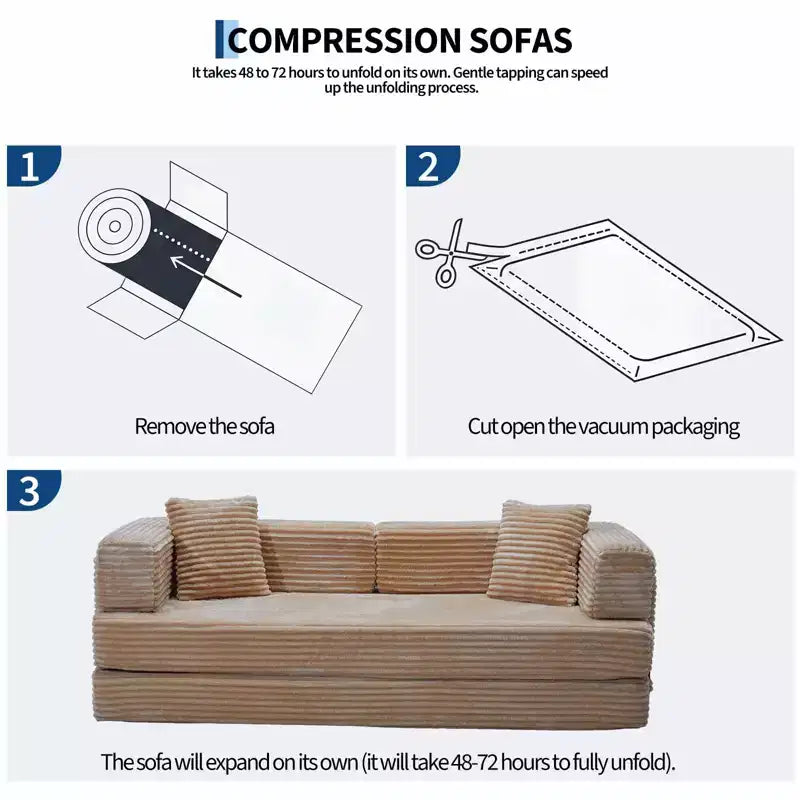 Canapé-lit convertible 5-en-1 80,7 po – Velours côtelé, 1200 lb, aucun assemblage requis