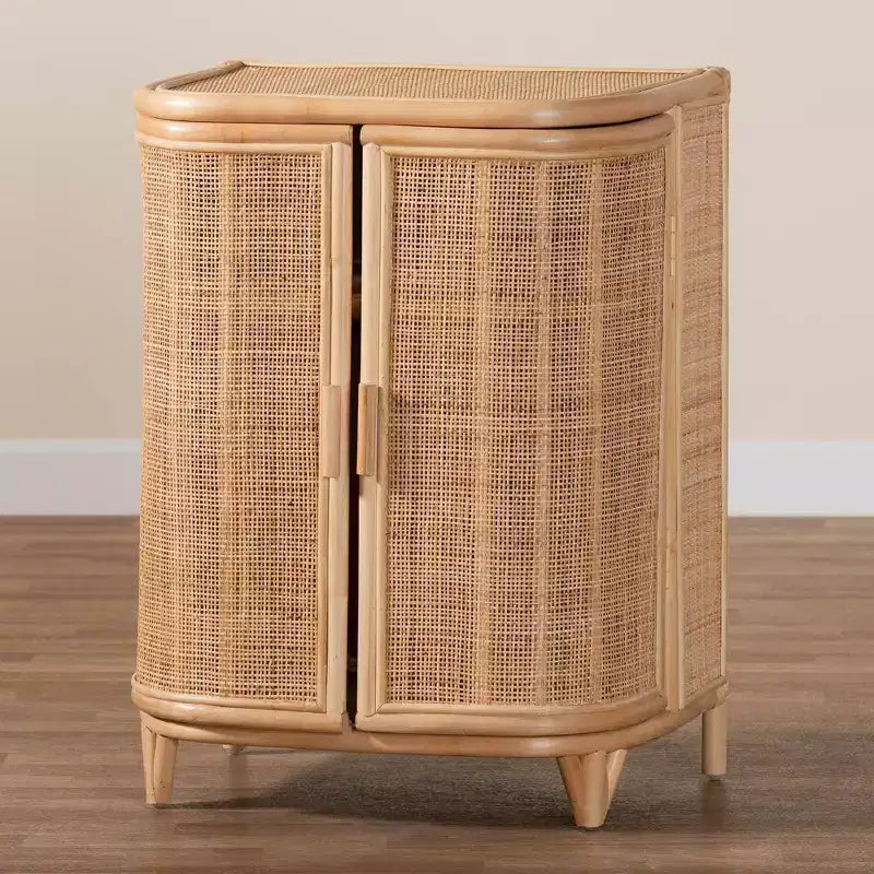bali & pari Yanka Meuble de rangement en rotin naturel : Fait main, 2 étagères, design bohème
