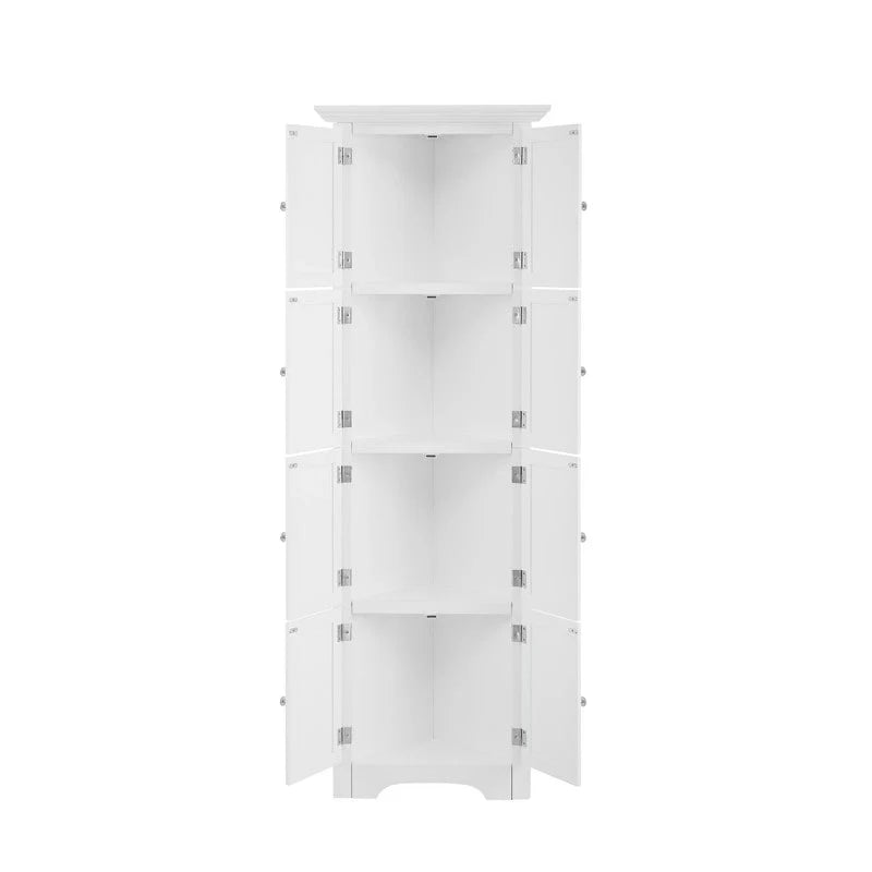 Meuble d'angle de rangement haut avec 8 portes et 4 étagères