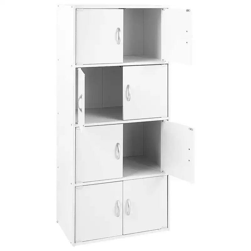 Hodedah HID44 Meuble de rangement multifonctionnel fermé à 8 portes pour la maison et le bureau, finition bois de hêtre