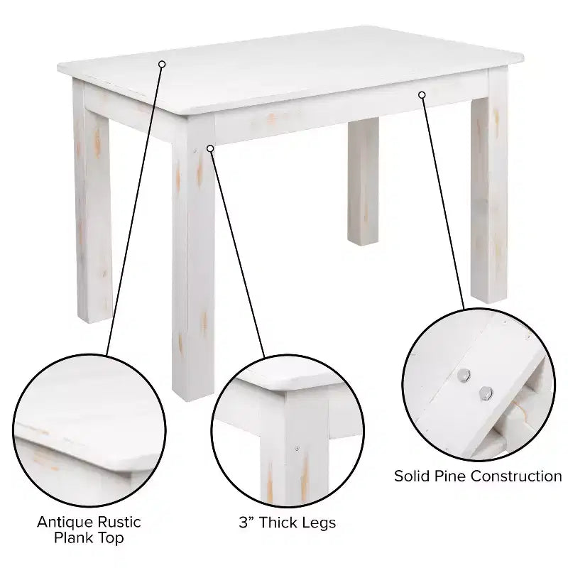 Table de salle à manger de ferme rectangulaire en pin massif 46 x 30 Flash Furniture