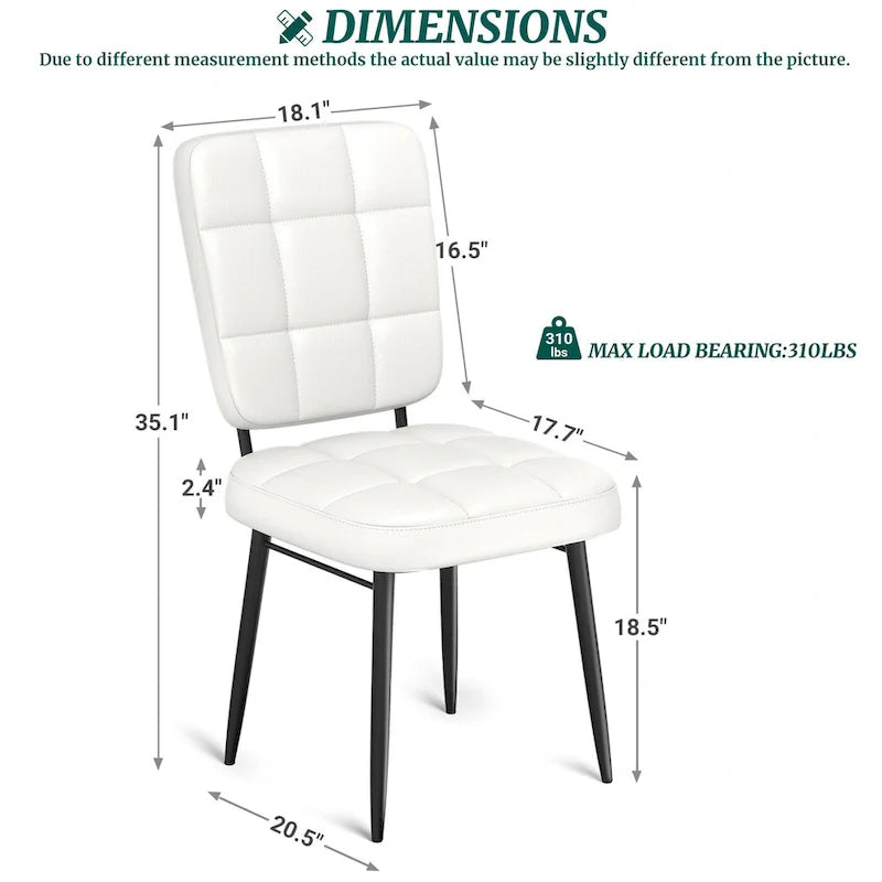 Lot de 2/4/6/8 chaises de salle à manger modernes, chaises de cuisine rembourrées avec coussin épais pour salle à manger