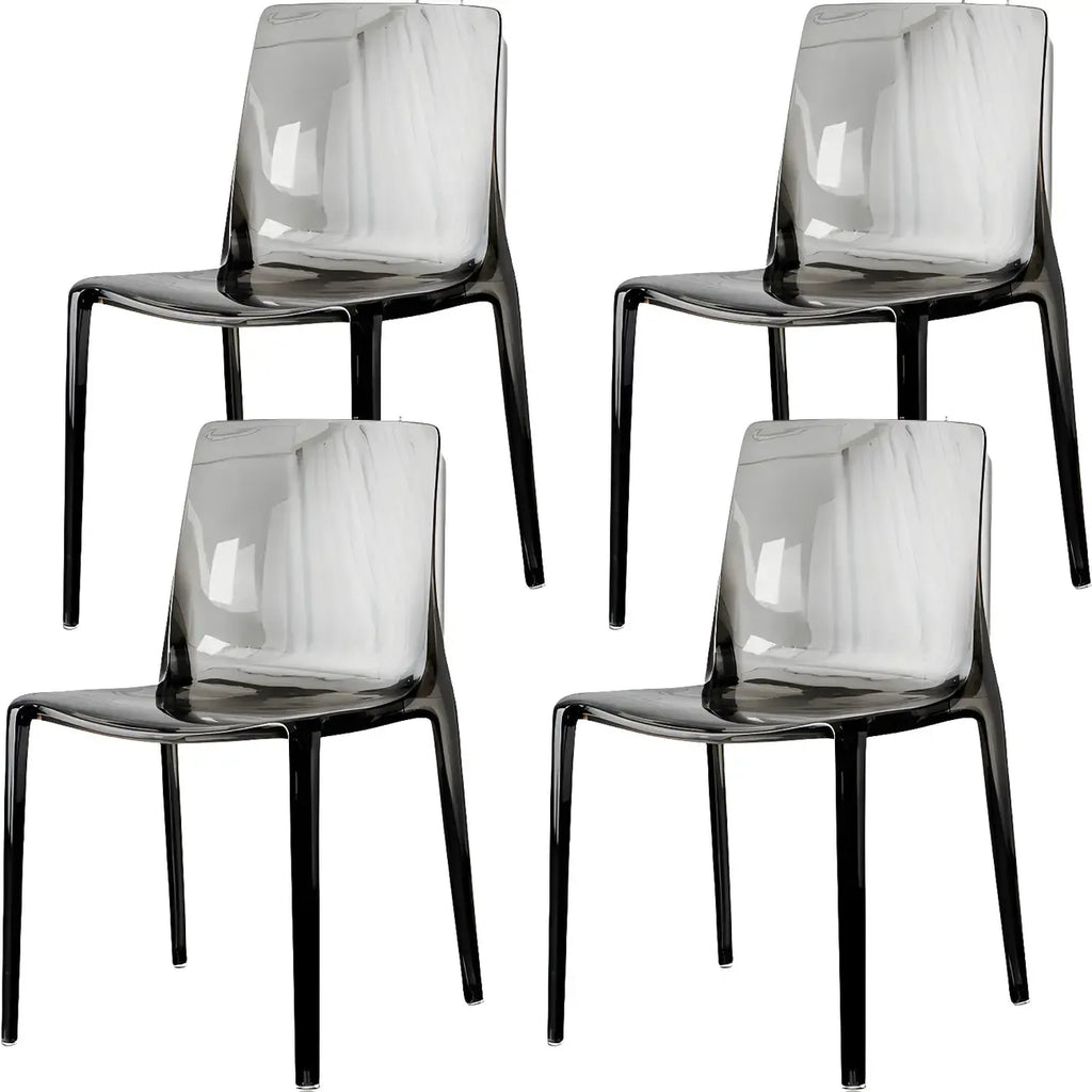 Chaise de salle à manger sans accoudoirs à dossier bas en acrylique ambre