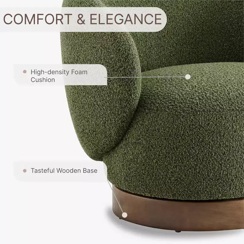 Fauteuil d'appoint pivotant Spruce&Spring en tissu avec base en bois
