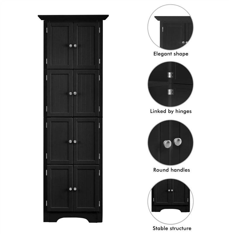 Meuble d'angle de rangement haut avec 8 portes et 4 étagères