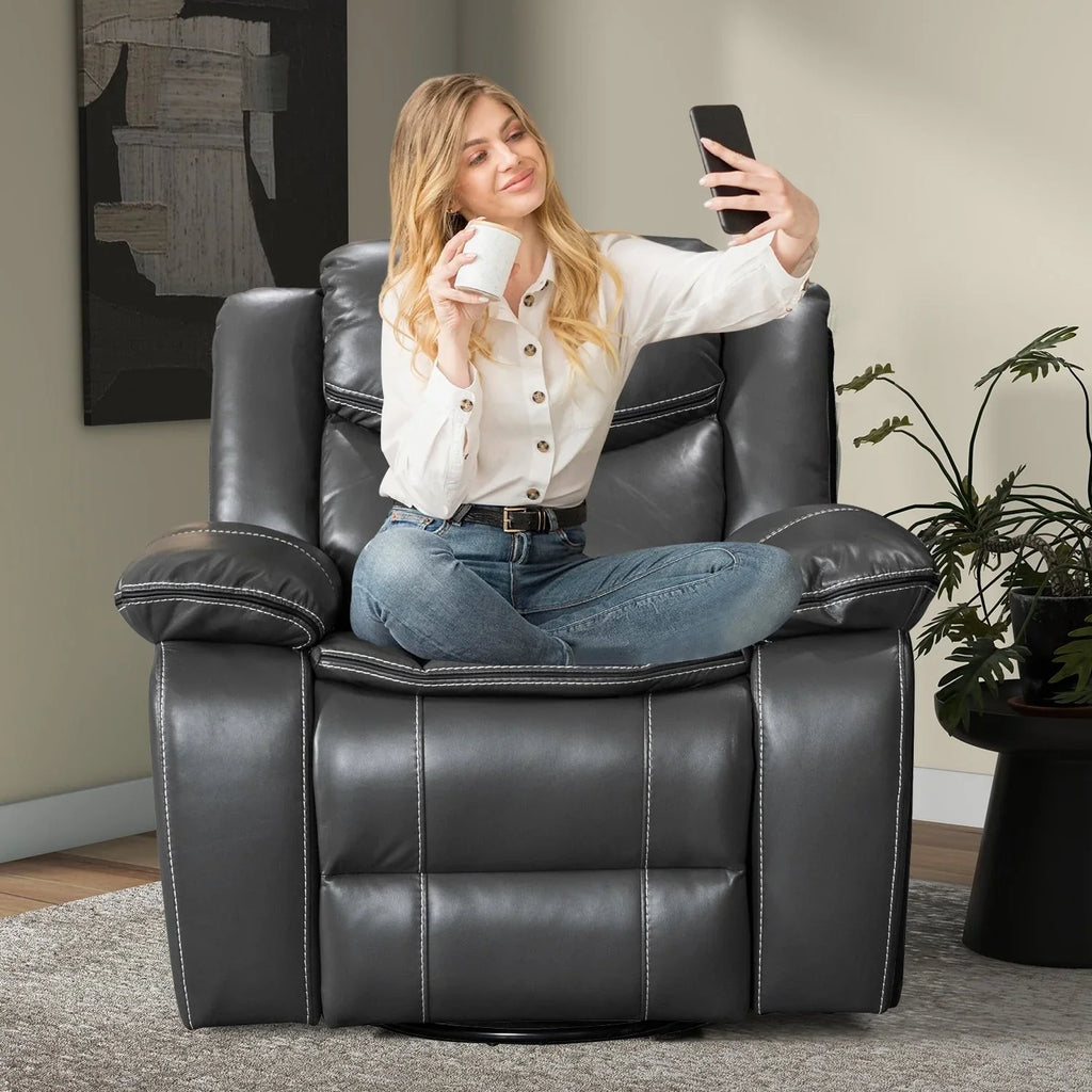 Fauteuil inclinable massant et chauffant en cuir, assise large et durable