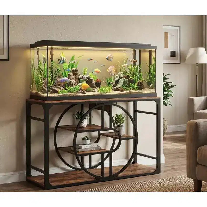 Meuble de support d'aquarium en métal de 200 à 280 litres, support de réservoir de poissons robuste avec armoire de rangement, support de réservoir de poissons à plusieurs niveaux avec pieds épaissis, adapté