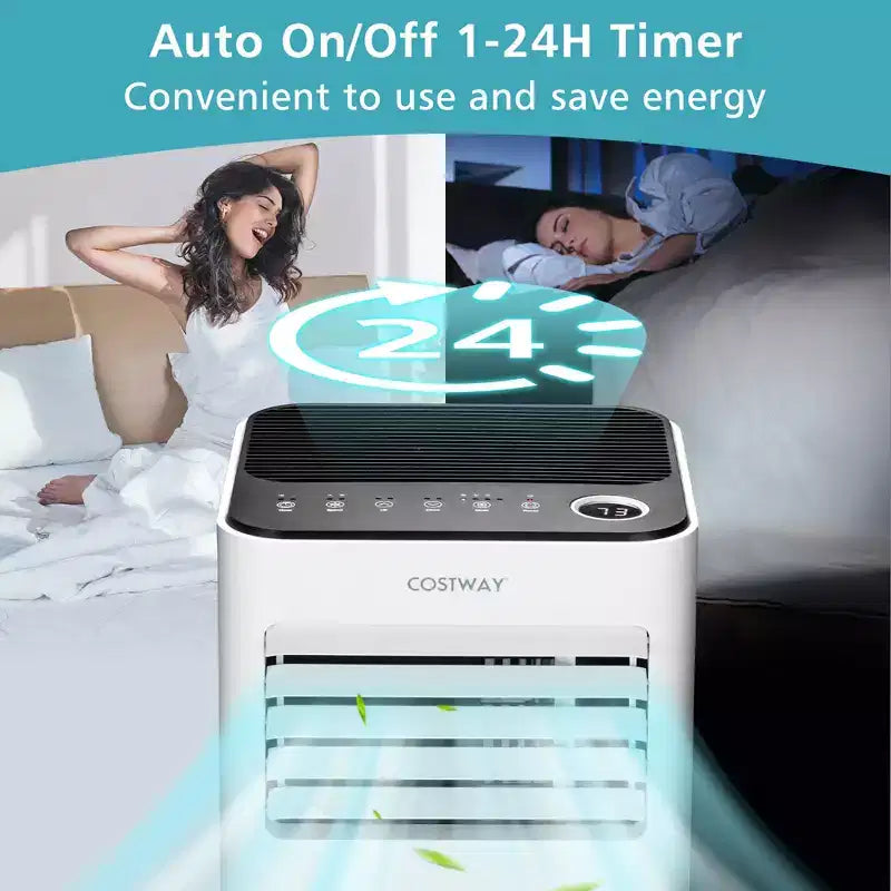 Climatiseur portable 3-en-1 Costway 8000 BTU avec ventilateur, déshumidificateur et mode veille