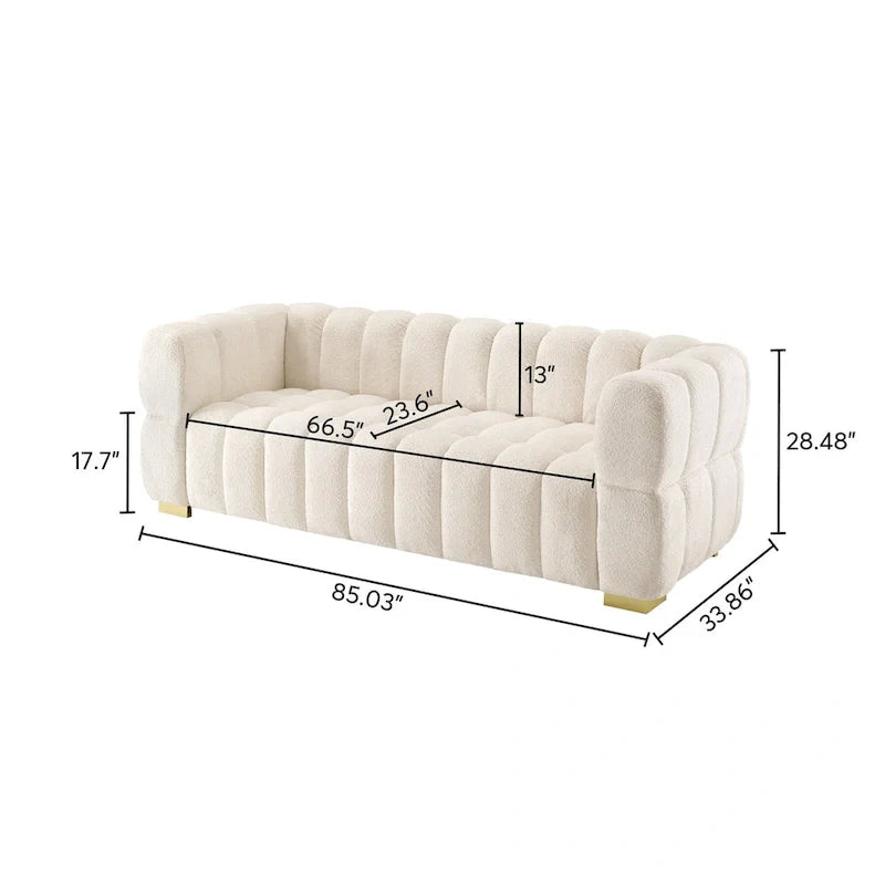 Canapé 85 Moderne en Tissu Gaufre, Canapé Confortable et Décontracté