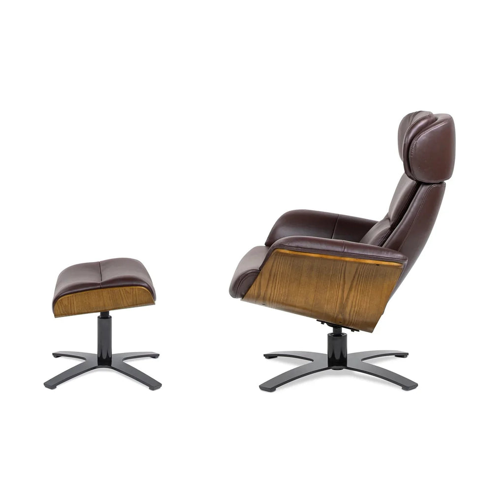 Jovan 31.5 Fauteuil inclinable en cuir véritable avec ottoman