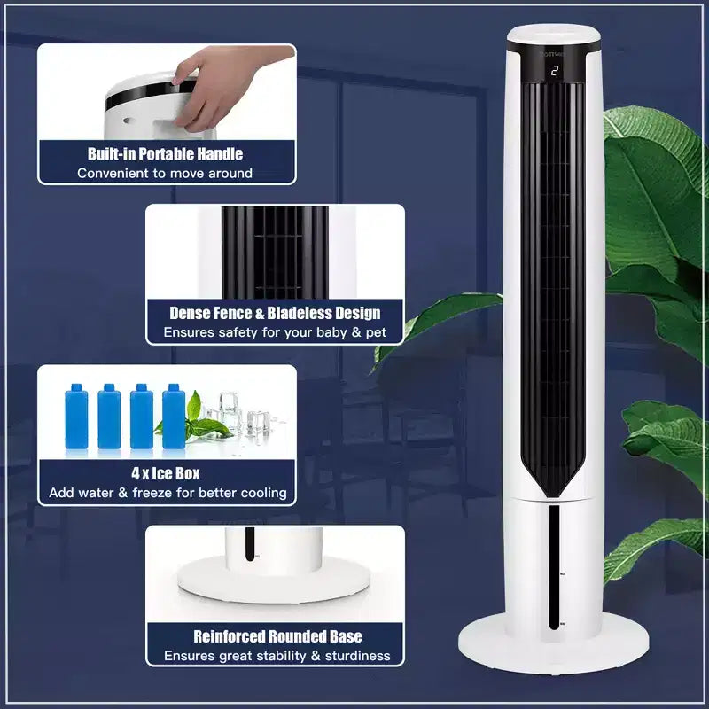 Refroidisseur d'air par évaporation 3-en-1 Costway 41'' Ventilateur tour portable Humidificateur