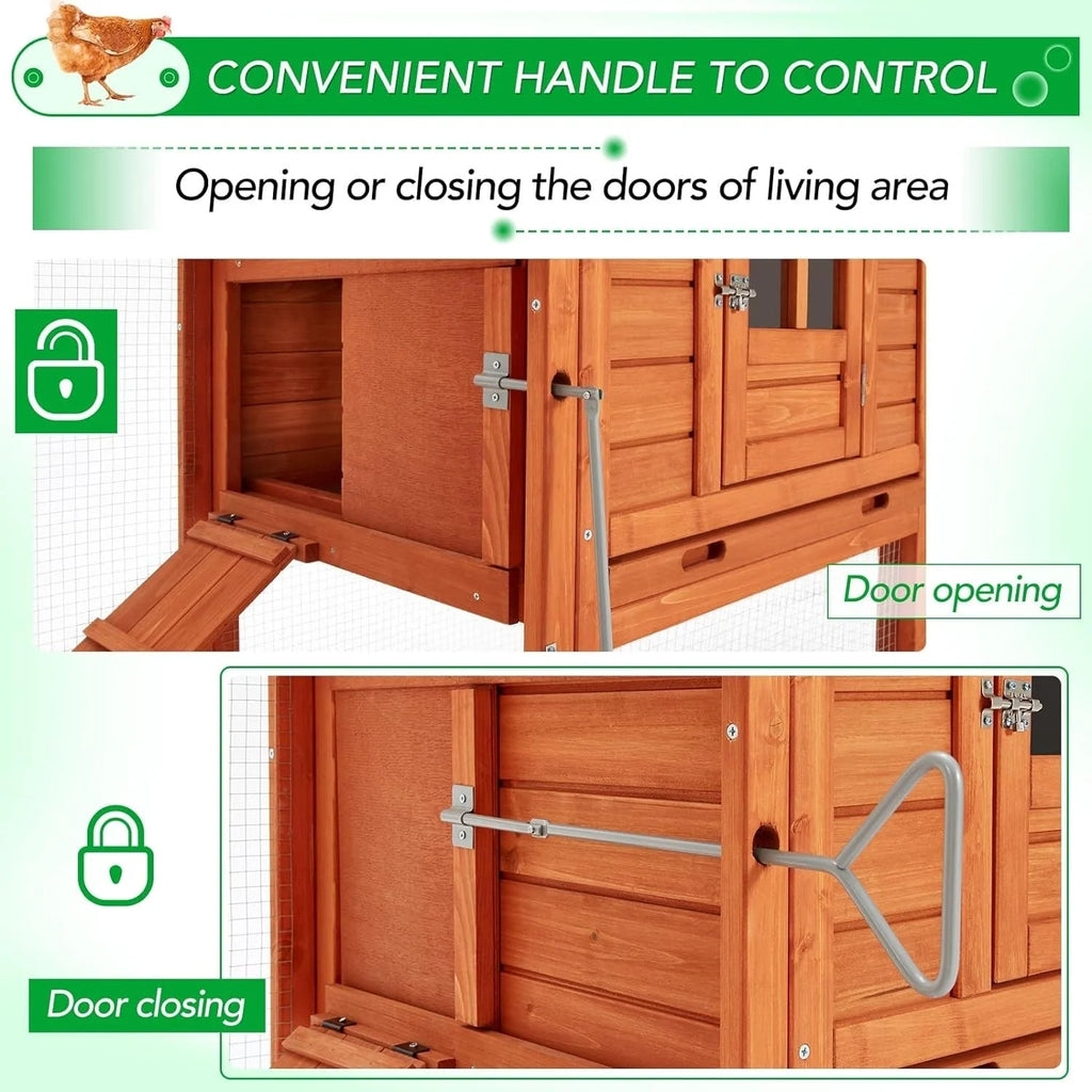 Grand poulailler AECOJOY 366 cm avec enclos, abri en bois, cage à volaille