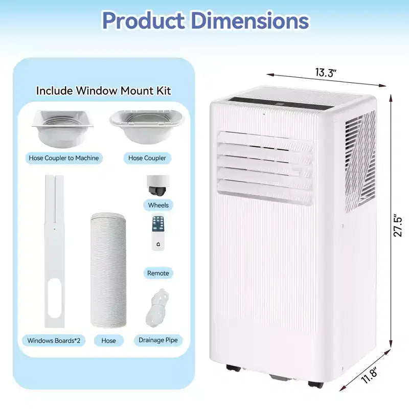 Climatiseur Portable, Flarhetoric 10000 BTU Climatisation/Ventilation/Déshumidification 3 EN 1, Unité AC Portable pour Pièce de 52 m², Unités pour Pièces à Faible Bruit