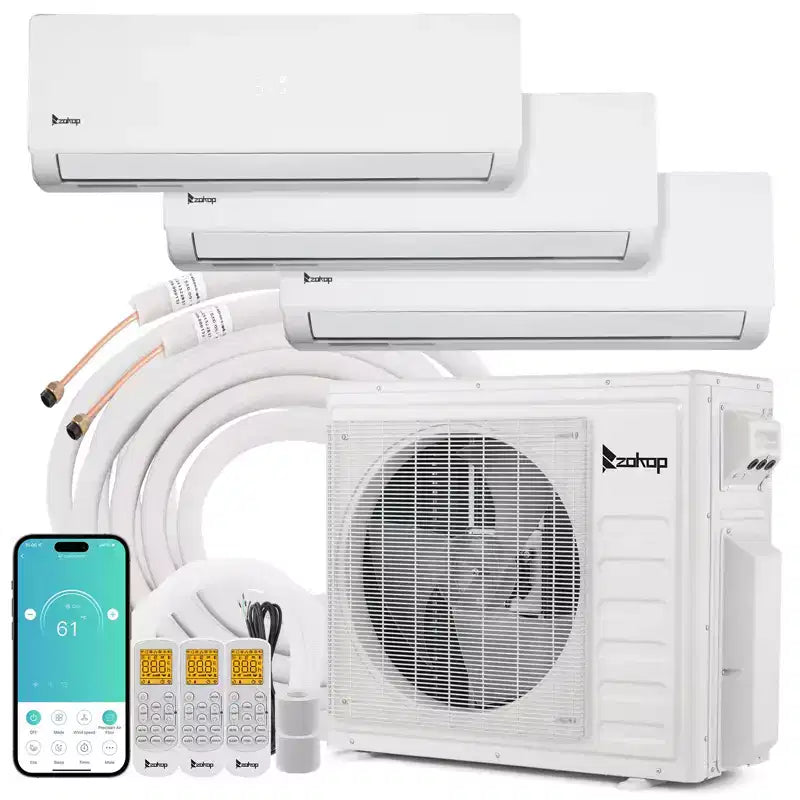 Climatiseur mini-split Karl Home 3 zones 28000 BTU 20 SEER2 avec pompe à chaleur (9K+9K+18K)