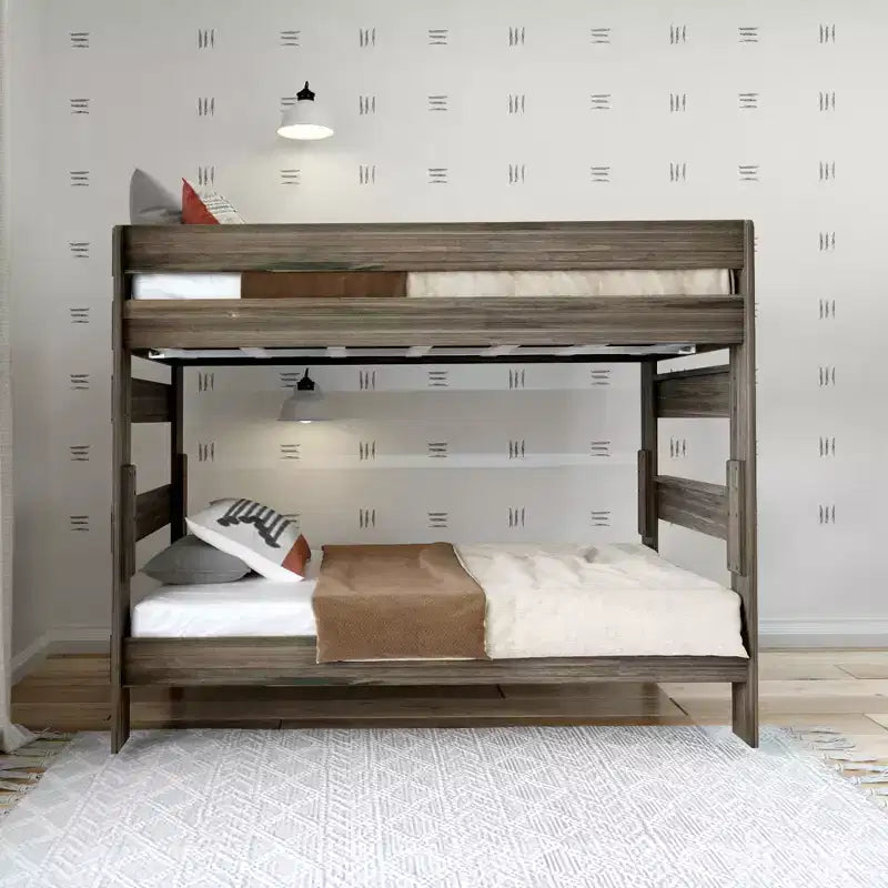Lit superposé double en bois massif Plank+Beam pour adulte